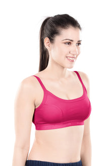 Hazel Dark Color Sports Bra | Non-Padded Wirefree Soft Stretch Cotton Bra | Bold Shades Activewear Bra with Bottom Band Support for Gym, Yoga & Workout