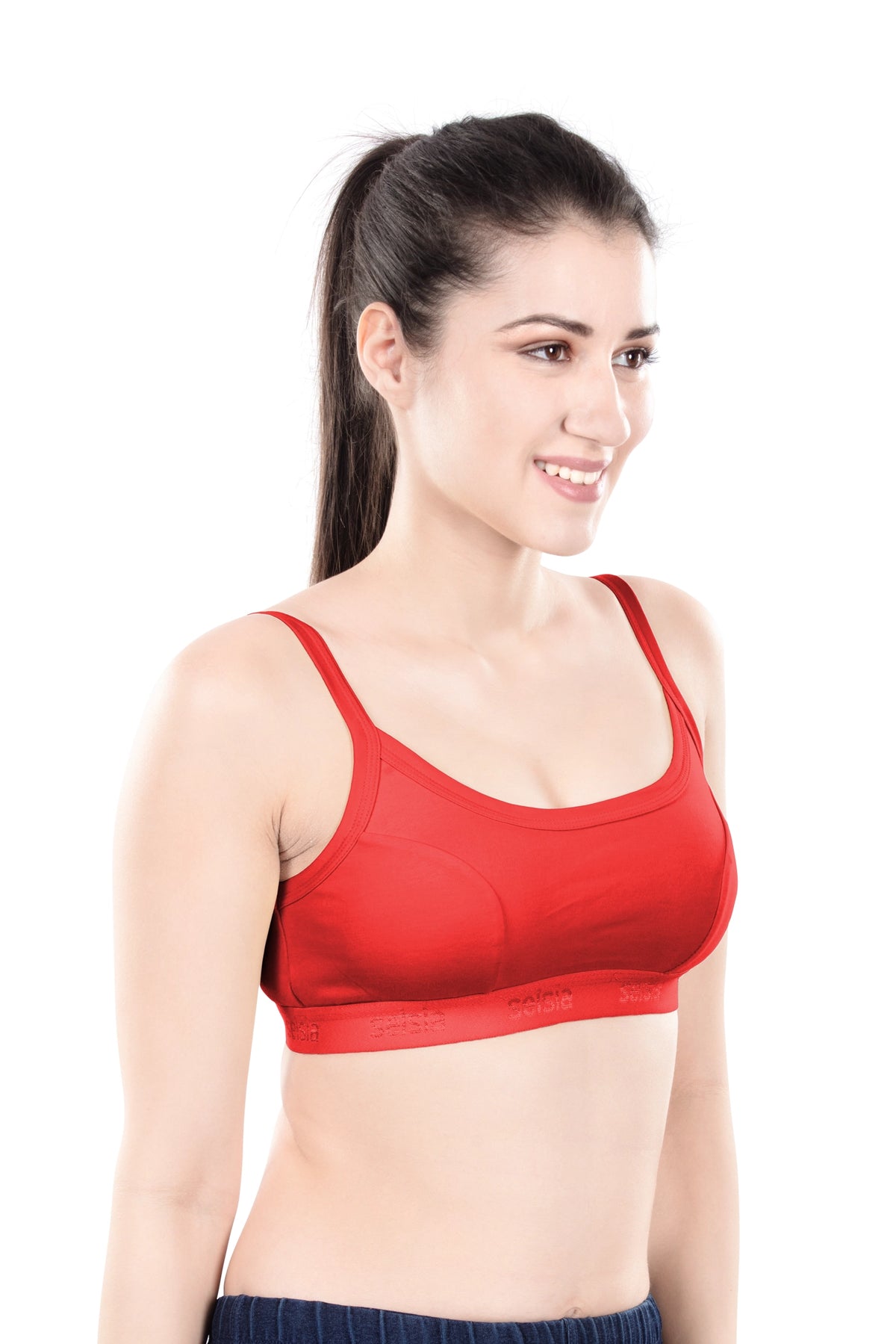Hazel Dark Color Sports Bra | Non-Padded Wirefree Soft Stretch Cotton Bra | Bold Shades Activewear Bra with Bottom Band Support for Gym, Yoga & Workout