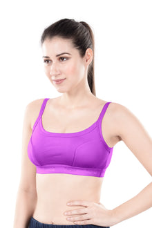 Hazel Dark Color Sports Bra | Non-Padded Wirefree Soft Stretch Cotton Bra | Bold Shades Activewear Bra with Bottom Band Support for Gym, Yoga & Workout
