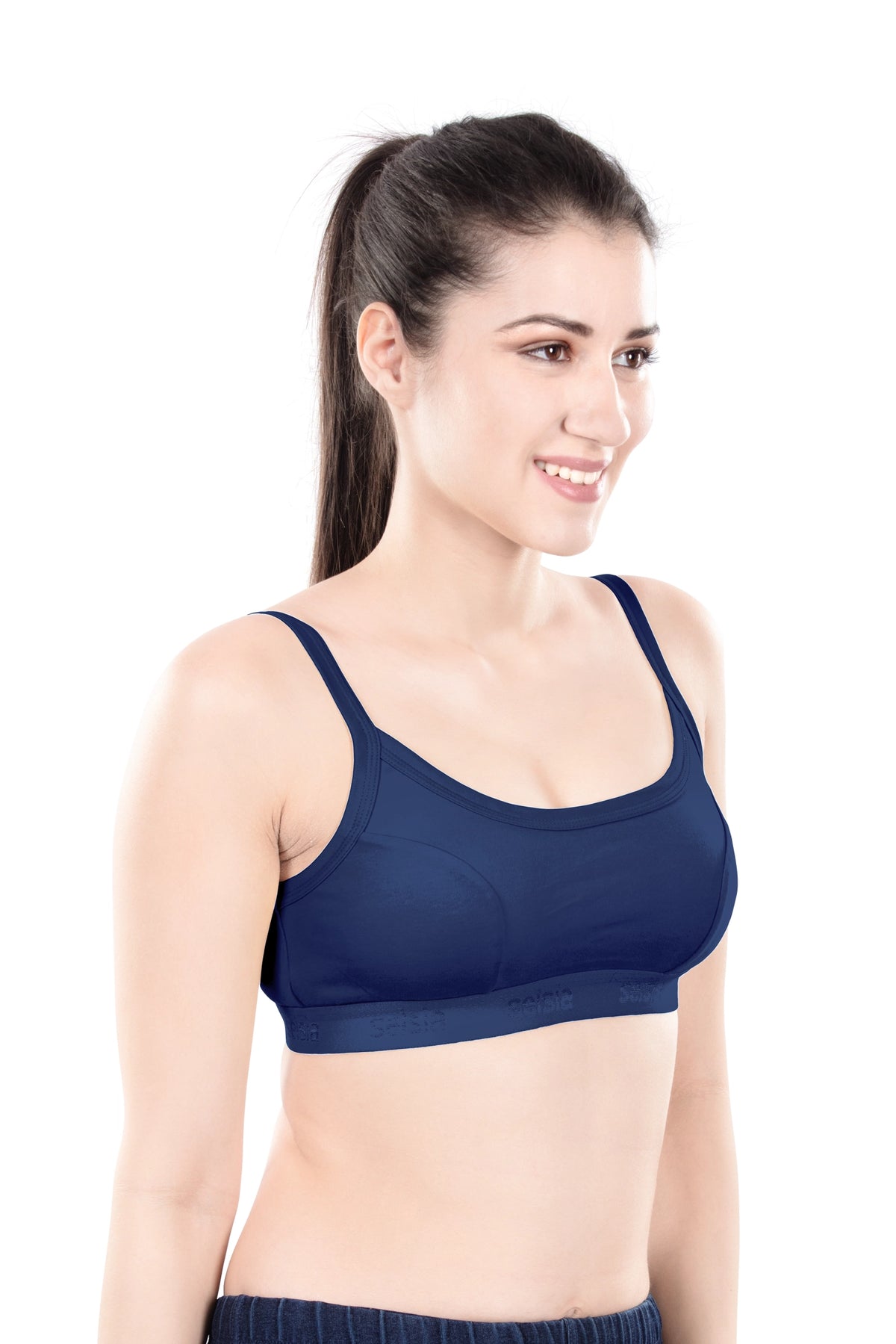 Hazel Dark Color Sports Bra | Non-Padded Wirefree Soft Stretch Cotton Bra | Bold Shades Activewear Bra with Bottom Band Support for Gym, Yoga & Workout