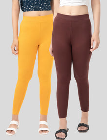 Ankle  Length Leggings | Pack of - 2 Pcs | EcoVero Tencel | Wrinkle-Free | Premium Ethnic Bottom Wear | 4-Way Stretch |  Anti-Chafing Ankle Length Tights for Girls & Women in Vibrant Colors