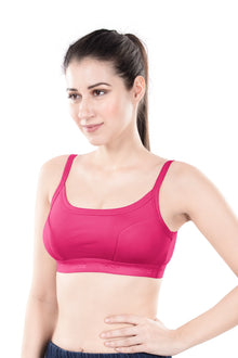 Hazel Dark Color Sports Bra | Non-Padded Wirefree Soft Stretch Cotton Bra | Bold Shades Activewear Bra with Bottom Band Support for Gym, Yoga & Workout