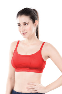 Hazel Dark Color Sports Bra | Non-Padded Wirefree Soft Stretch Cotton Bra | Bold Shades Activewear Bra with Bottom Band Support for Gym, Yoga & Workout