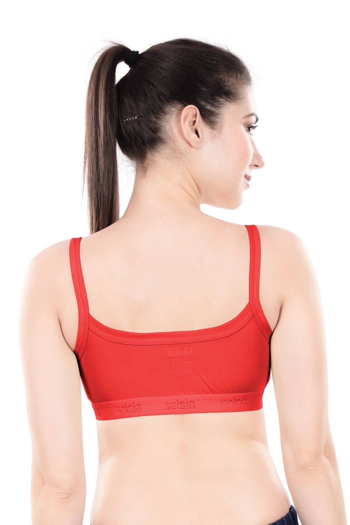 Hazel Dark Color Sports Bra | Non-Padded Wirefree Soft Stretch Cotton Bra | Bold Shades Activewear Bra with Bottom Band Support for Gym, Yoga & Workout