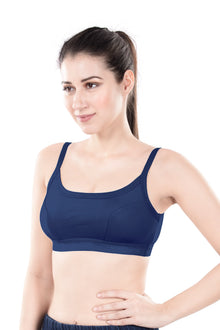 Hazel Dark Color Sports Bra | Non-Padded Wirefree Soft Stretch Cotton Bra | Bold Shades Activewear Bra with Bottom Band Support for Gym, Yoga & Workout