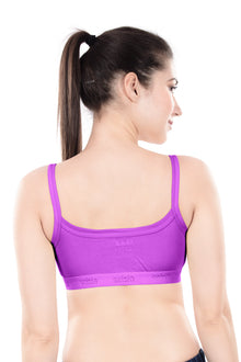 Hazel Dark Color Sports Bra | Non-Padded Wirefree Soft Stretch Cotton Bra | Bold Shades Activewear Bra with Bottom Band Support for Gym, Yoga & Workout