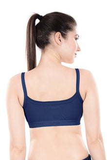 Hazel Dark Color Sports Bra | Non-Padded Wirefree Soft Stretch Cotton Bra | Bold Shades Activewear Bra with Bottom Band Support for Gym, Yoga & Workout