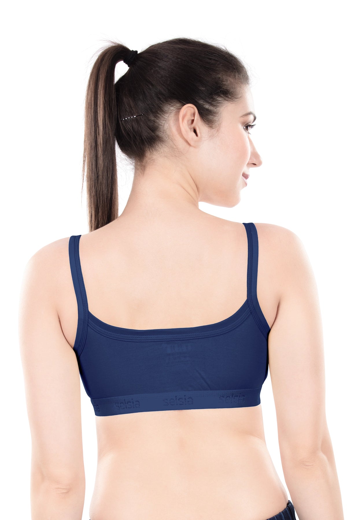 Hazel Dark Color Sports Bra | Non-Padded Wirefree Soft Stretch Cotton Bra | Bold Shades Activewear Bra with Bottom Band Support for Gym, Yoga & Workout