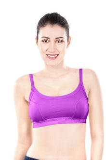Hazel Dark Color Sports Bra | Non-Padded Wirefree Soft Stretch Cotton Bra | Bold Shades Activewear Bra with Bottom Band Support for Gym, Yoga & Workout
